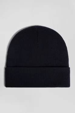 Navy blue cotton and cashmere beanie