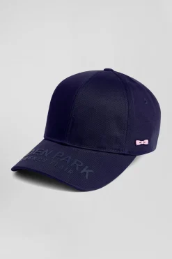 Navy blue cotton cap with branded visor