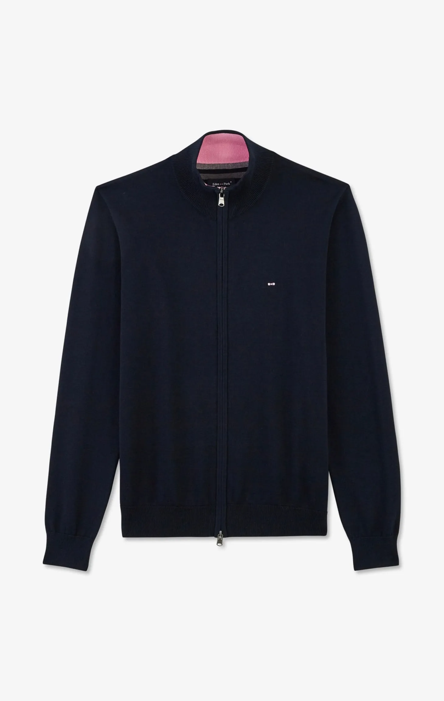 Navy blue cotton cardigan with zipper