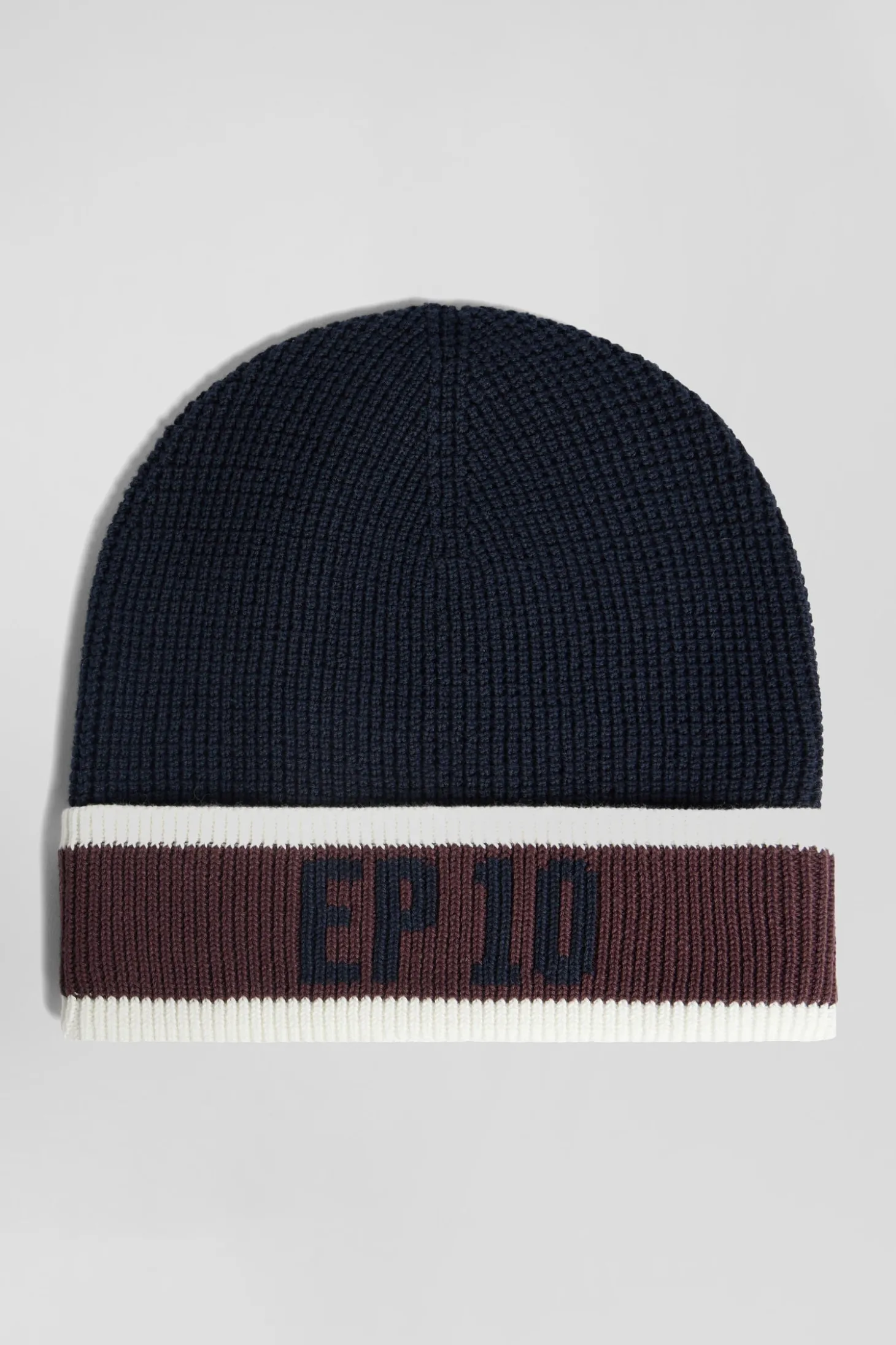 Navy blue cotton EP10 jacquard beanie