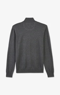 Navy blue cotton jersey jumper with trucker neck