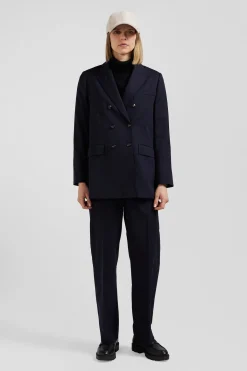 Navy blue double-breasted blazer Modern fit