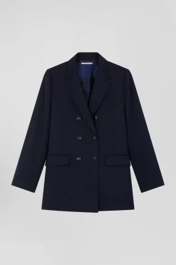 Navy blue double-breasted blazer Modern fit