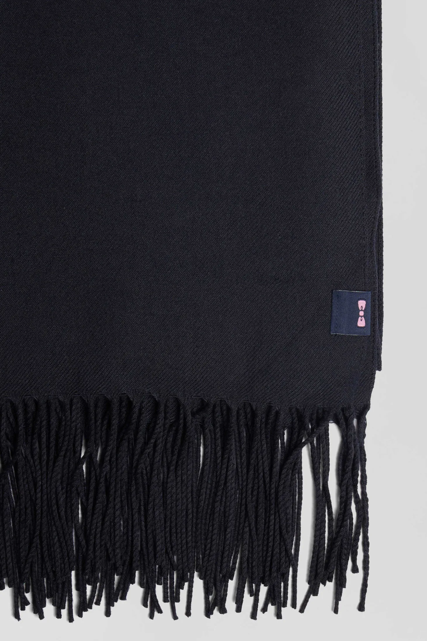 Navy blue fringed plain scarf