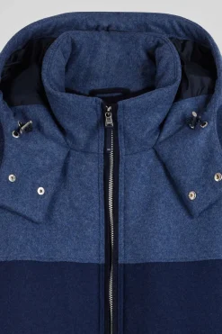 Navy blue hooded wool jersey jacket