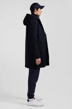 Navy blue 2-in-1 flannel wool parka