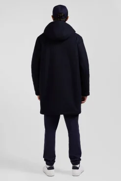 Navy blue 2-in-1 flannel wool parka
