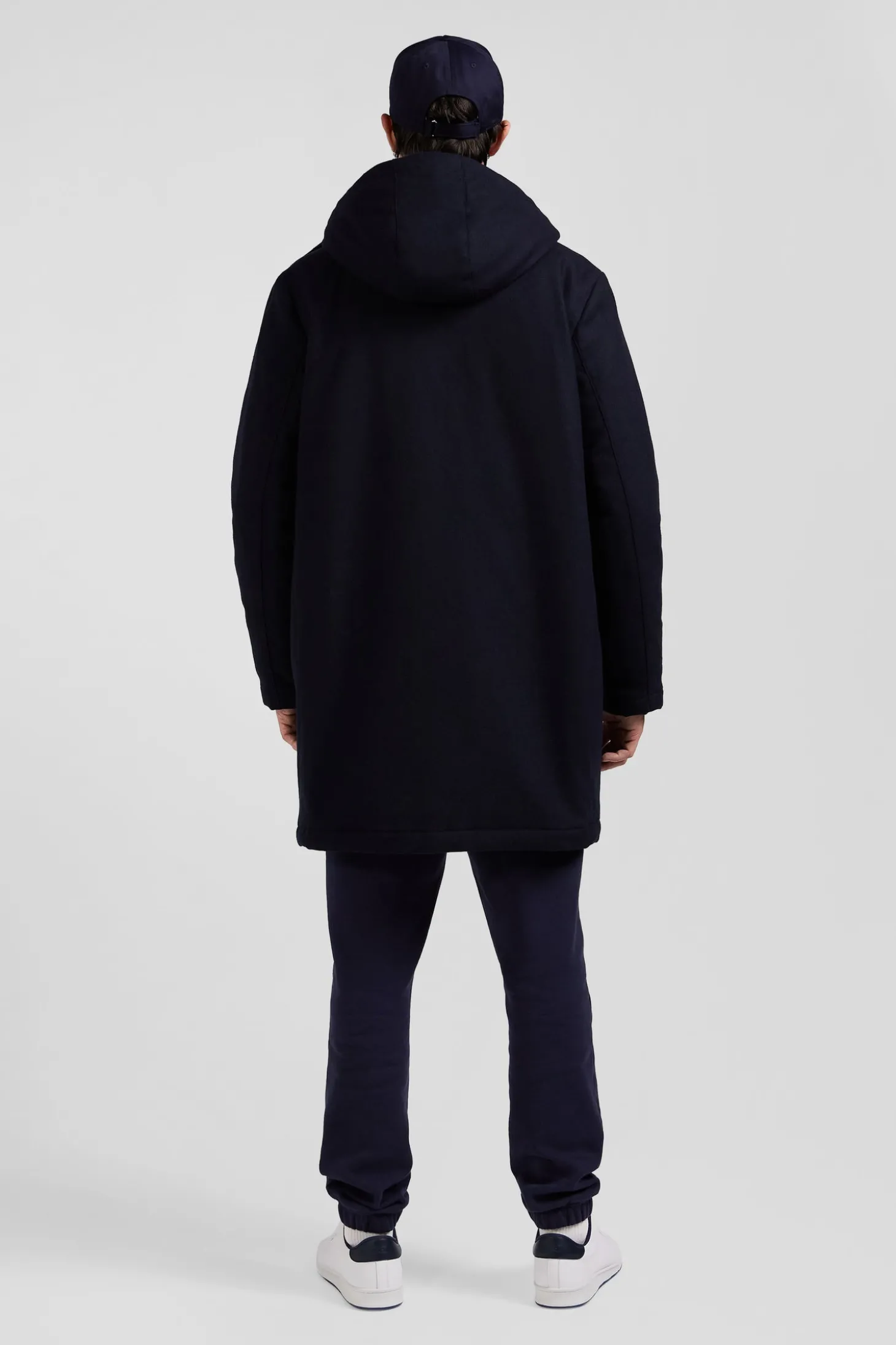 Navy blue 2-in-1 flannel wool parka
