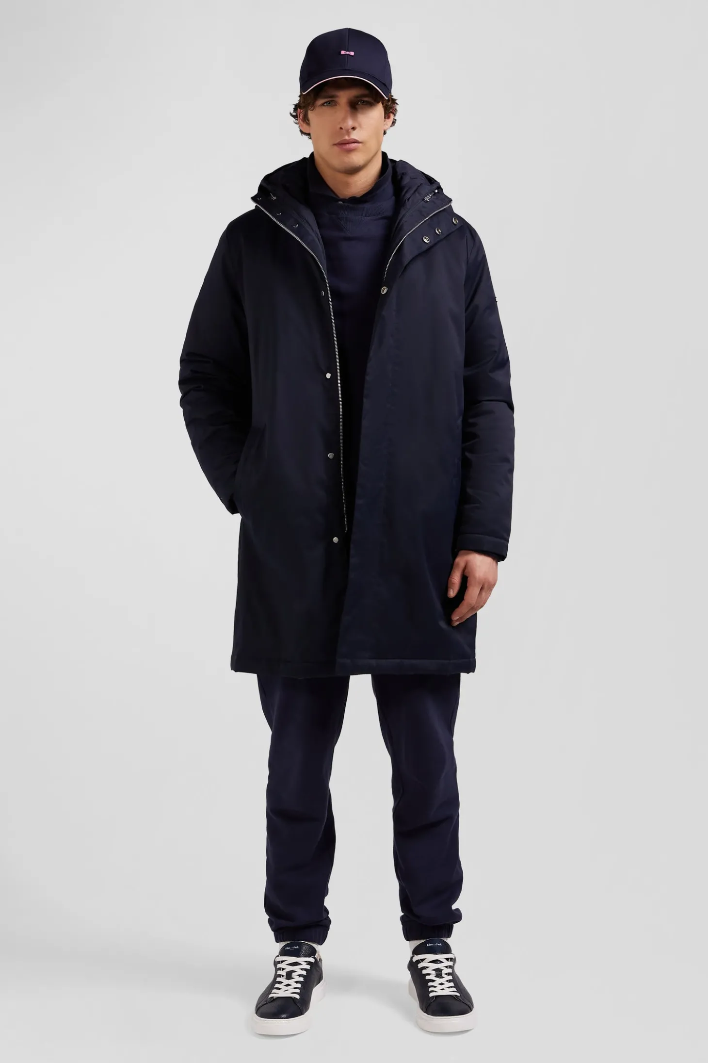 Navy blue 2-in-1 nylon parka and down jacket