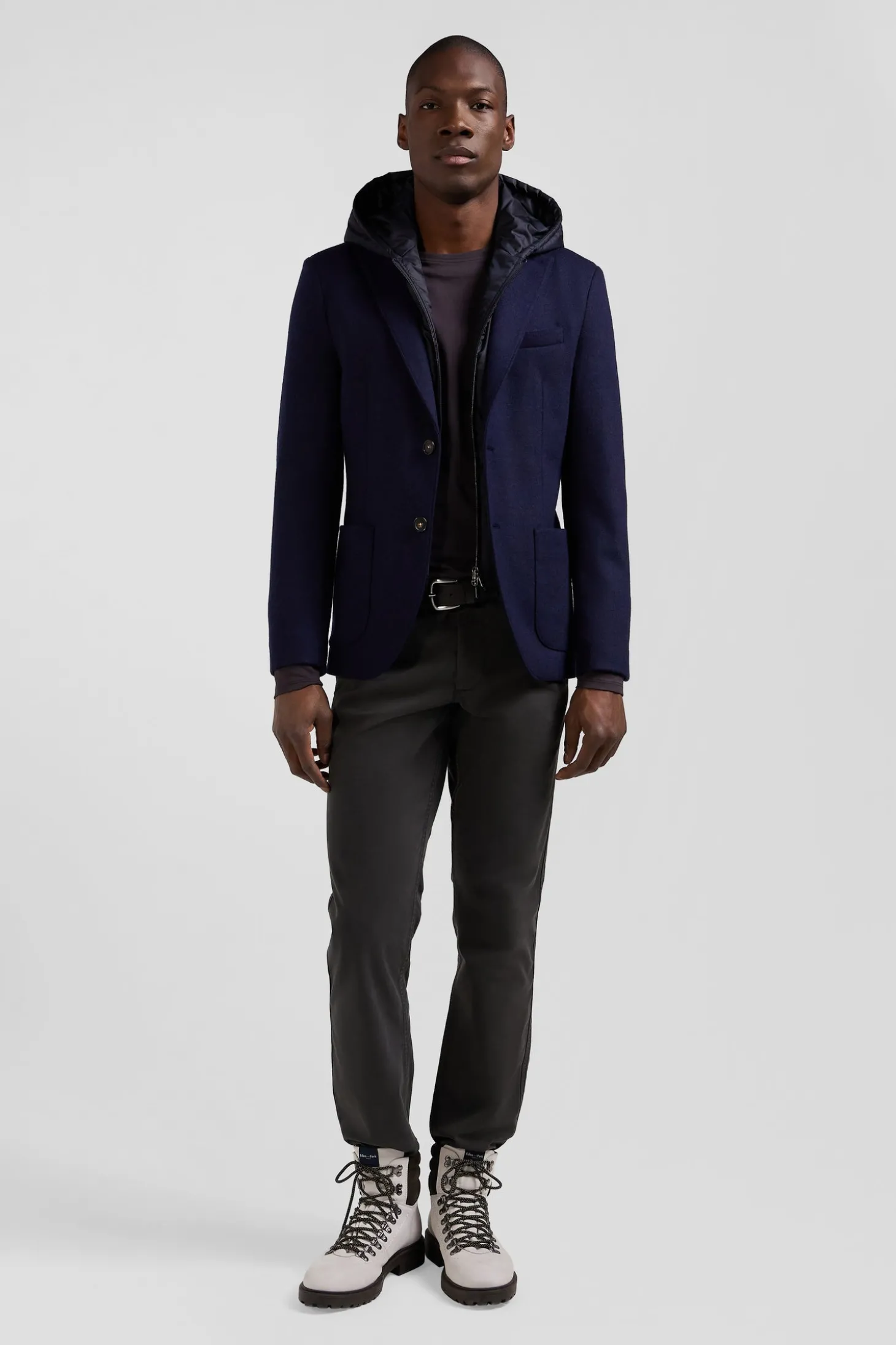 Navy blue 2-in-1 wool blend blazer Modern fit