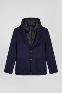 Navy blue 2-in-1 wool blend blazer Modern fit