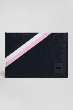 Navy blue Italian card holder with tricolour detail