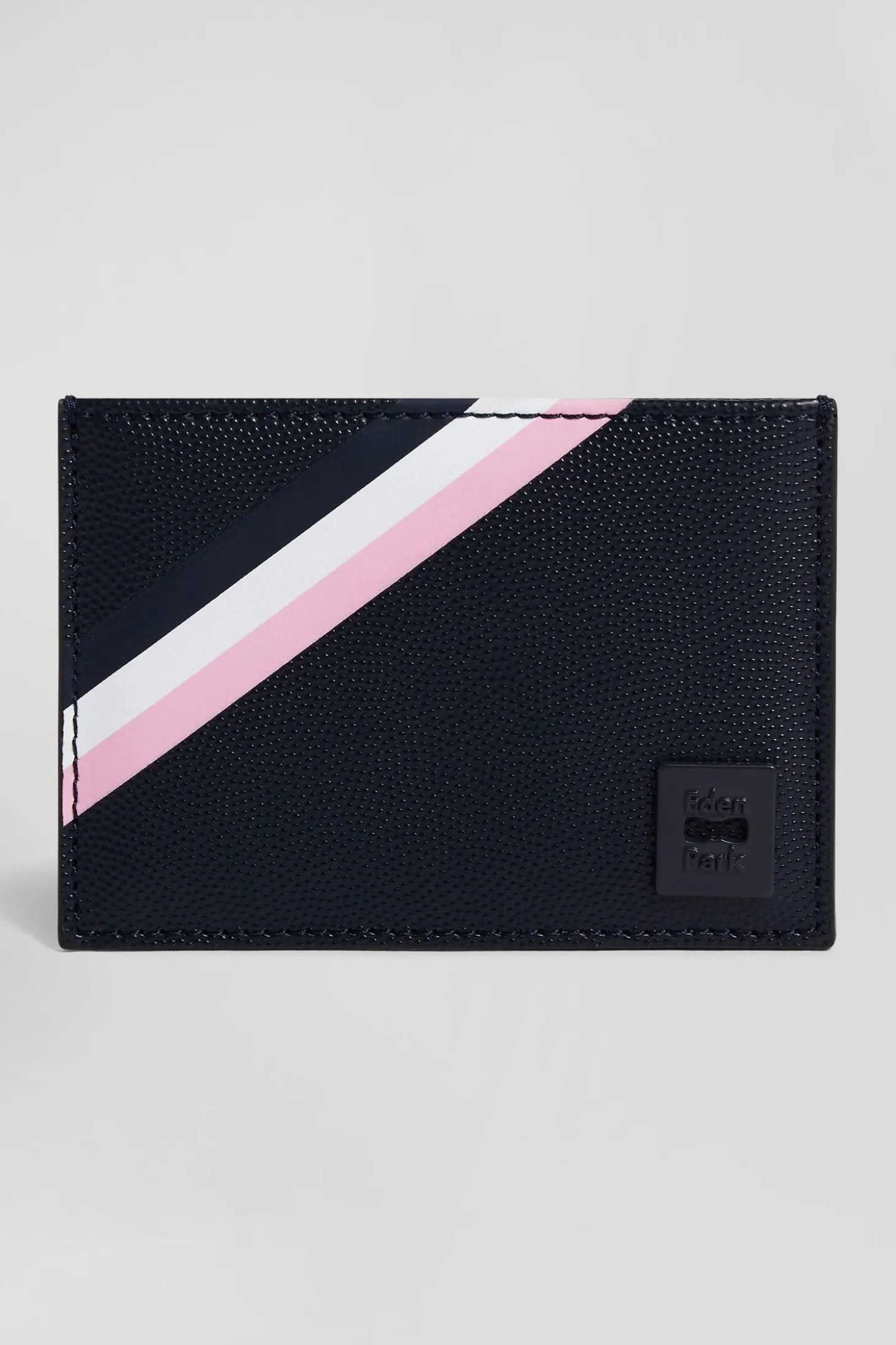 Navy blue Italian card holder with tricolour detail