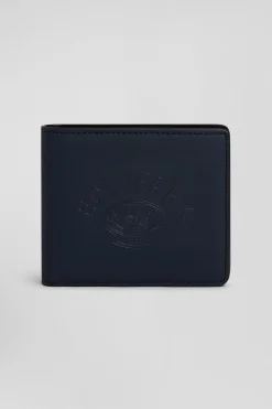 Navy blue Italian-style wallet with screen-print