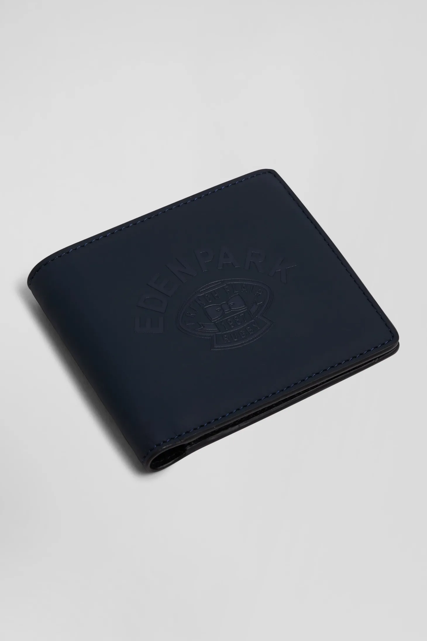 Navy blue Italian-style wallet with screen-print