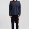 Navy blue long cotton blend pajamas