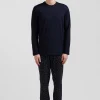 Navy blue long cotton pajamas
