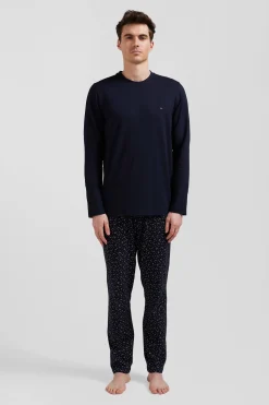 Navy blue long cotton pajamas