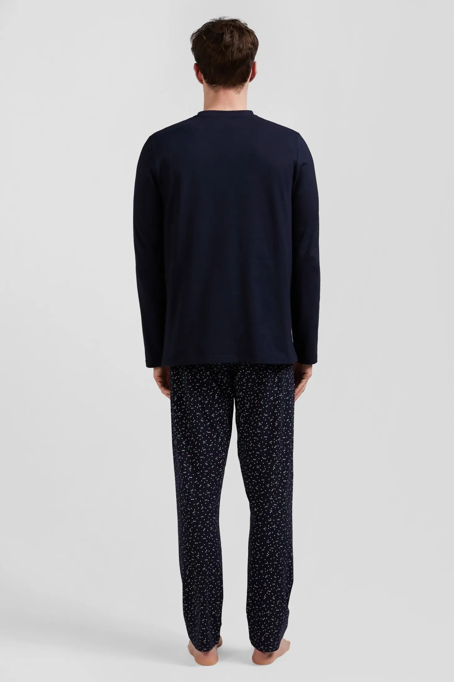 Navy blue long cotton pajamas
