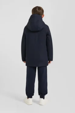 Navy blue long hooded children's parka