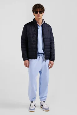 Navy blue long-sleeved high collar down jacket