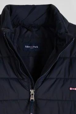 Navy blue long-sleeved high collar down jacket