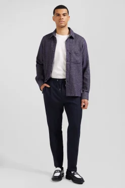 Navy blue mixed cotton shirt