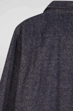 Navy blue mixed cotton shirt
