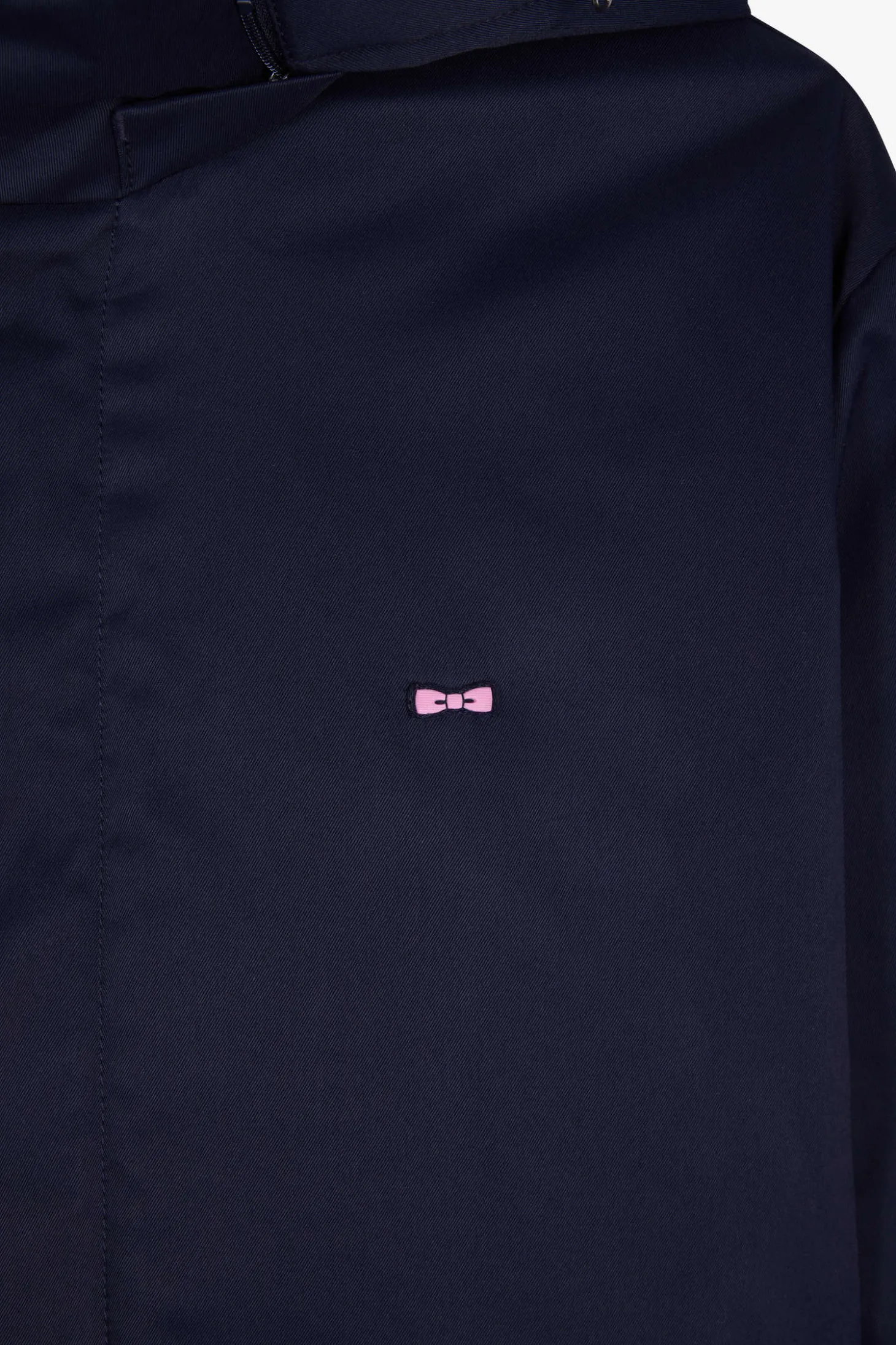 Navy blue nylon parka with removable hood
