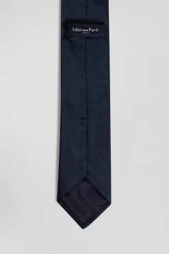 Navy blue plain silk tie