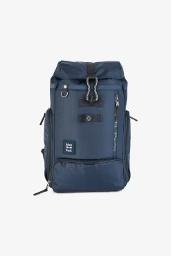 Navy blue rucksack with multiple pockets