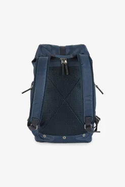 Navy blue rucksack with multiple pockets