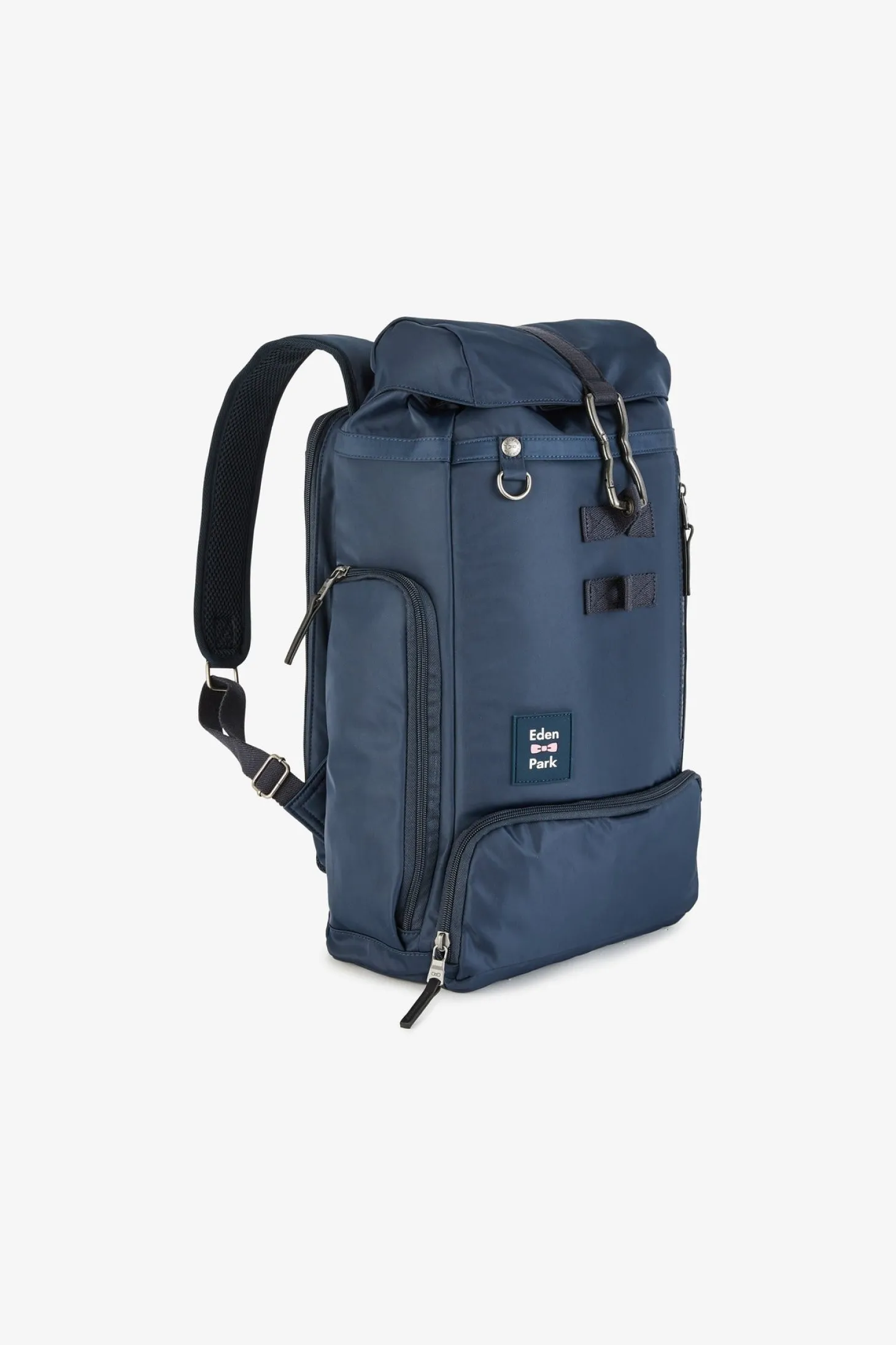 Navy blue rucksack with multiple pockets