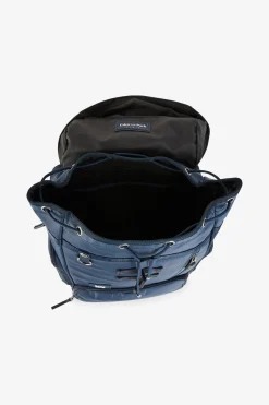 Navy blue rucksack with multiple pockets