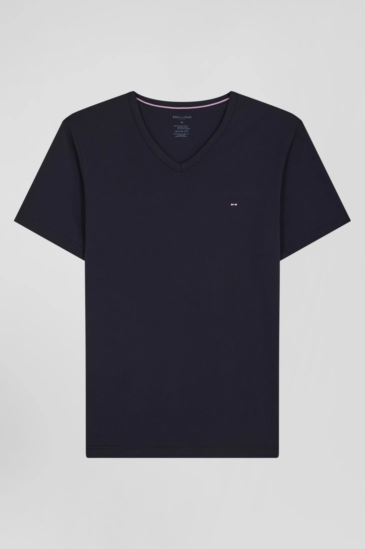 Navy blue short cotton pajamas with micro pattern shorts