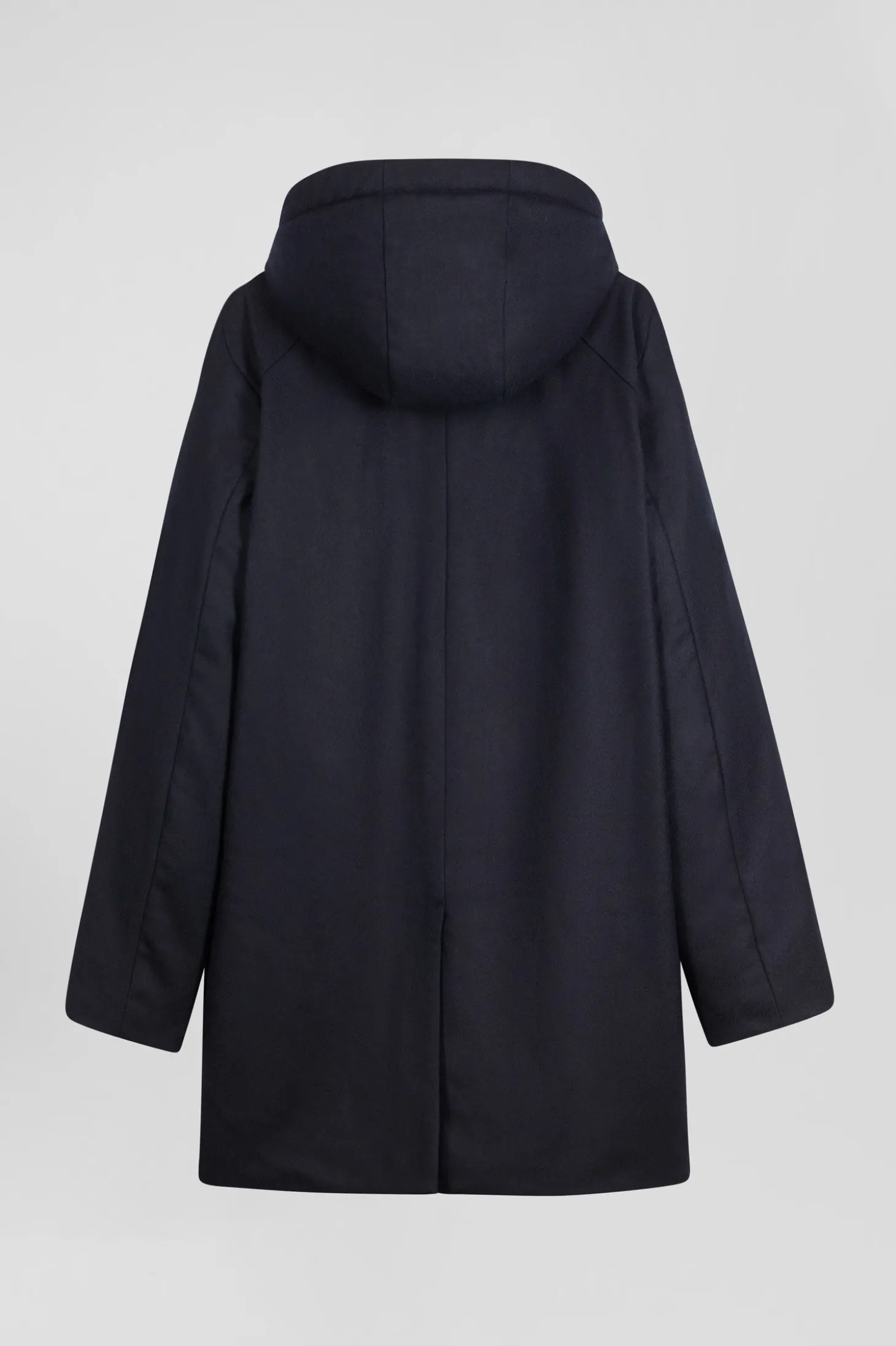 Navy blue short flannel wool parka