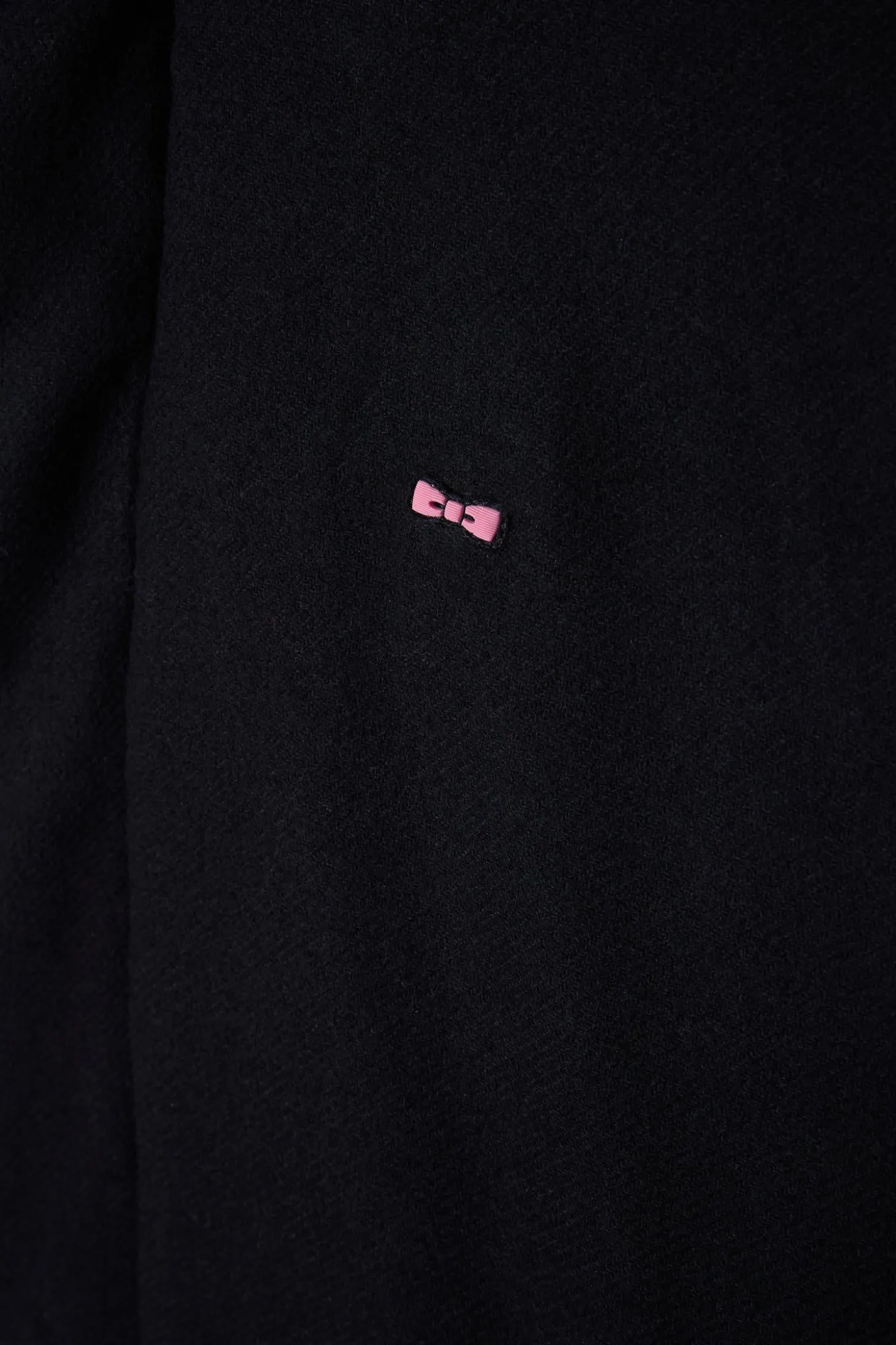 Navy blue short flannel wool parka