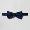 Navy blue silk bow tie with micro-motifs