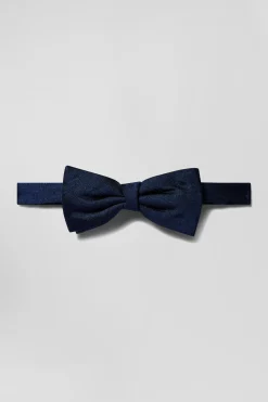 Navy blue silk bow tie with micro-motifs