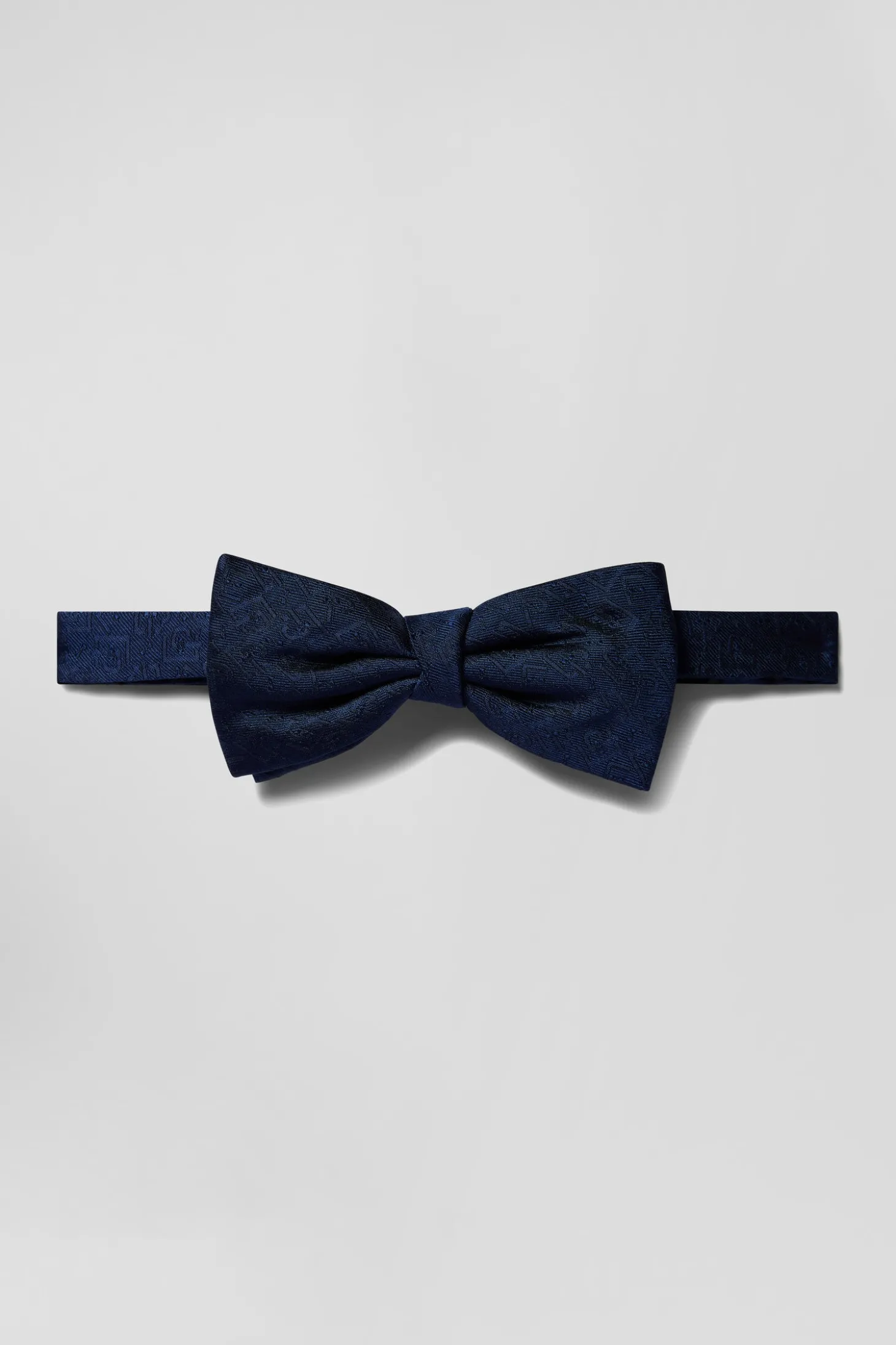Navy blue silk bow tie with micro-motifs