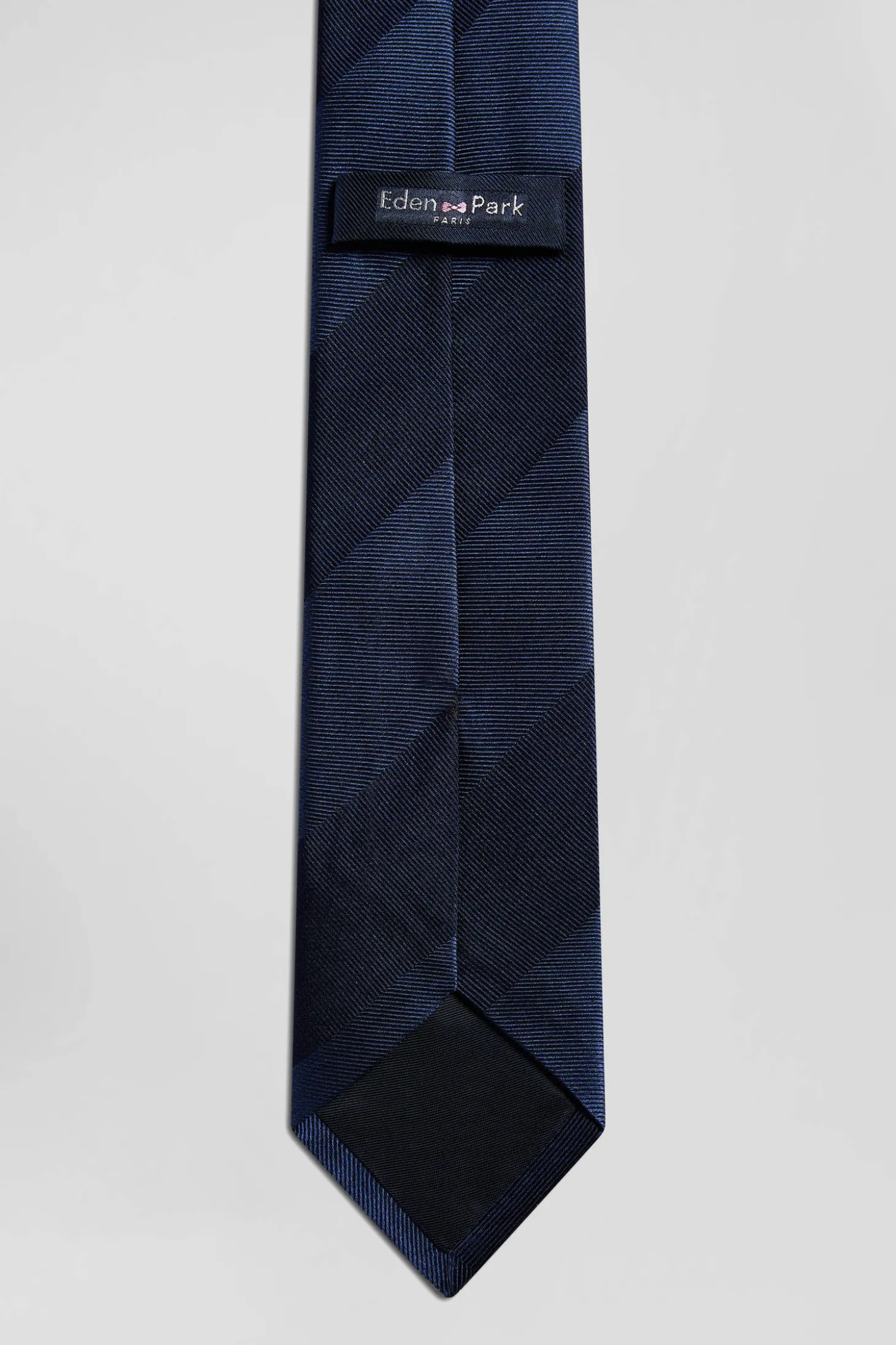 Navy blue silk tie with large stripes