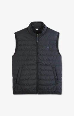 Navy blue sleeveless puffa jacket
