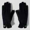 Navy blue smooth leather gloves