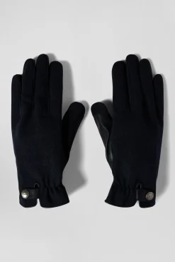 Navy blue smooth leather gloves