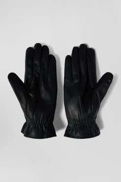 Navy blue smooth leather gloves