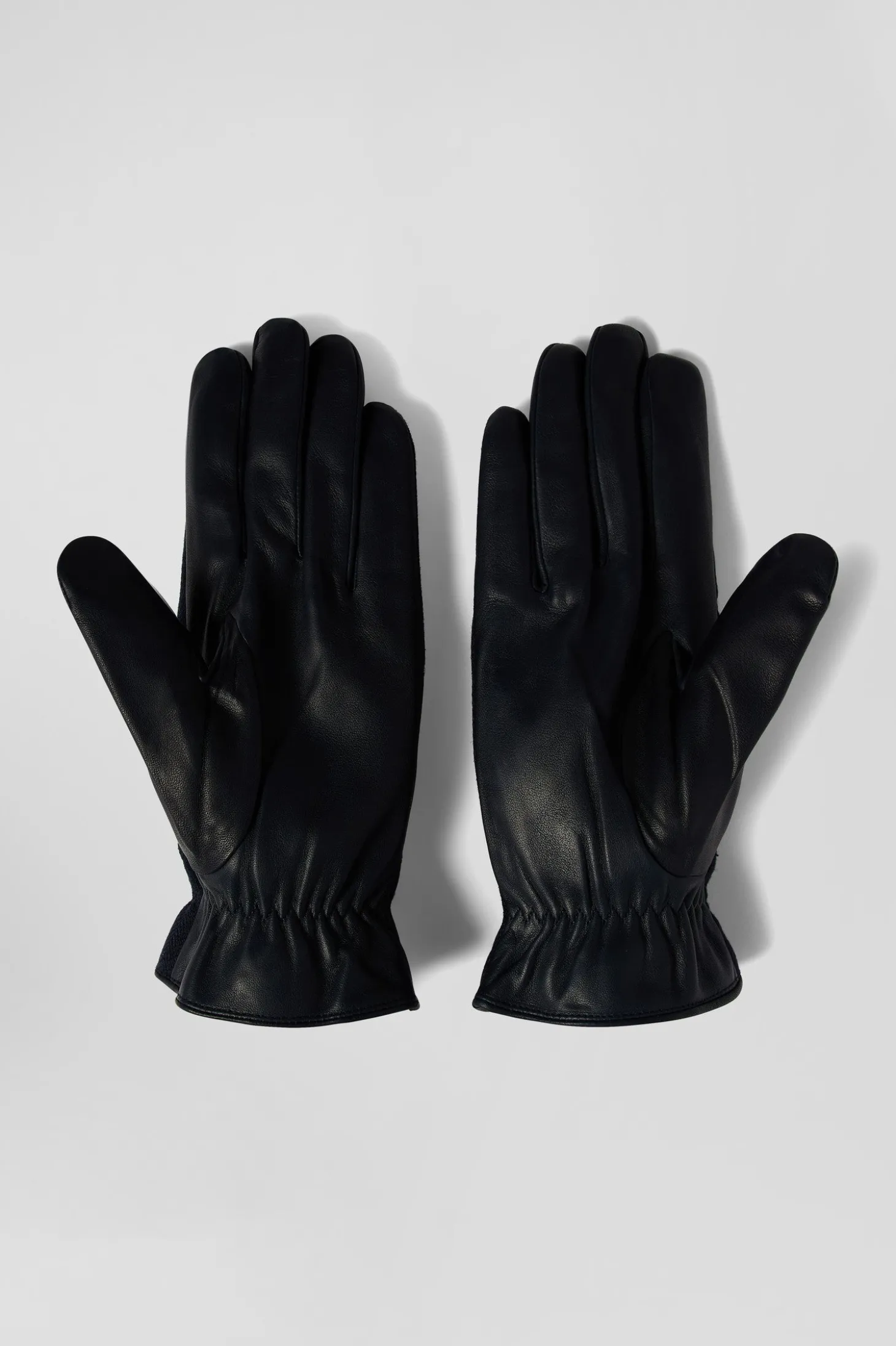 Navy blue smooth leather gloves