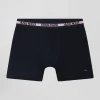 Navy blue stretch cotton boxers with branded waistband
