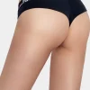 Navy blue stretch cotton jersey thong