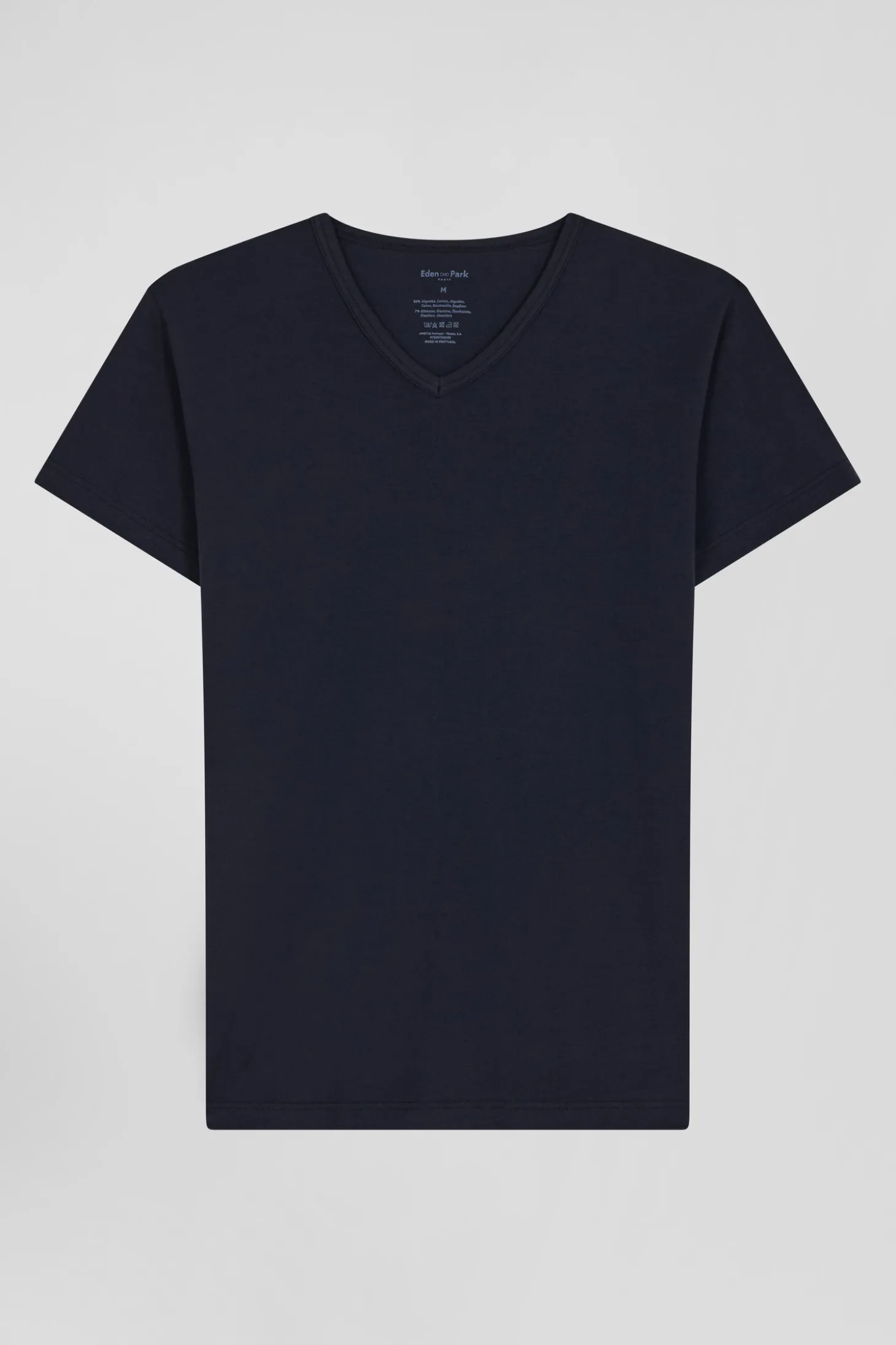 Navy blue stretch cotton T-shirt