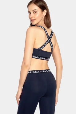 Navy blue stretch cotton jersey bra